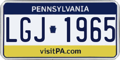 PA license plate LGJ1965