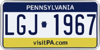 PA license plate LGJ1967