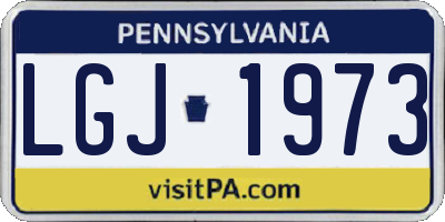 PA license plate LGJ1973