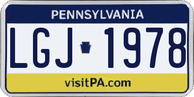 PA license plate LGJ1978