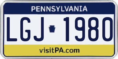 PA license plate LGJ1980