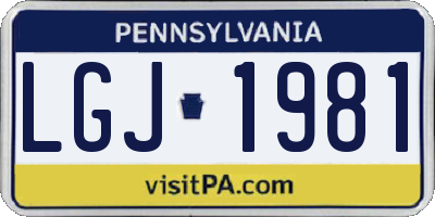 PA license plate LGJ1981