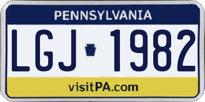 PA license plate LGJ1982
