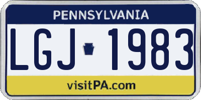 PA license plate LGJ1983