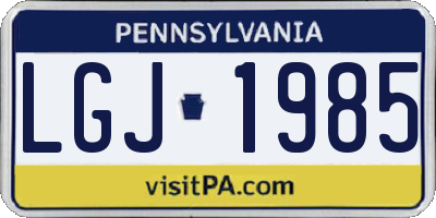 PA license plate LGJ1985
