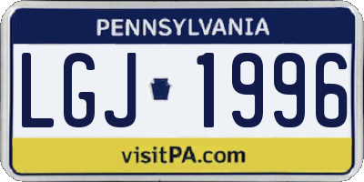 PA license plate LGJ1996