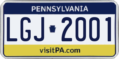 PA license plate LGJ2001