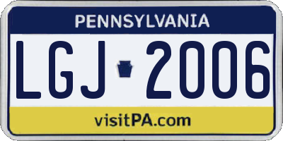 PA license plate LGJ2006