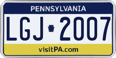 PA license plate LGJ2007