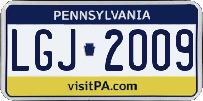 PA license plate LGJ2009