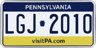 PA license plate LGJ2010