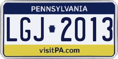 PA license plate LGJ2013