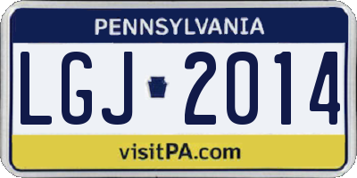 PA license plate LGJ2014