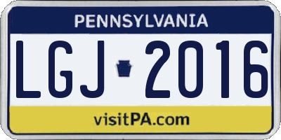 PA license plate LGJ2016