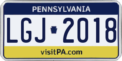 PA license plate LGJ2018