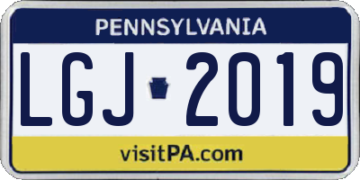 PA license plate LGJ2019