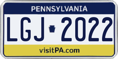 PA license plate LGJ2022