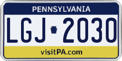 PA license plate LGJ2030