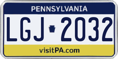 PA license plate LGJ2032