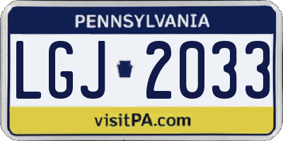 PA license plate LGJ2033