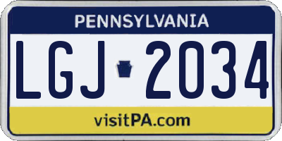 PA license plate LGJ2034