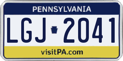 PA license plate LGJ2041