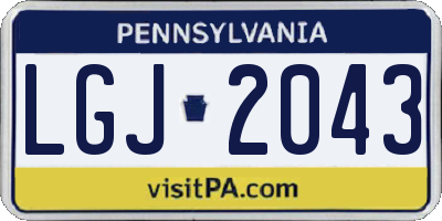 PA license plate LGJ2043