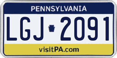 PA license plate LGJ2091