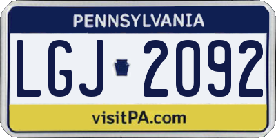 PA license plate LGJ2092