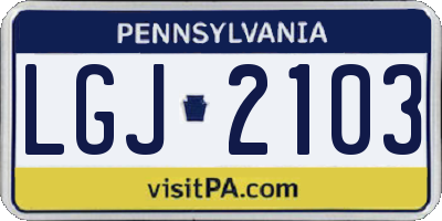 PA license plate LGJ2103