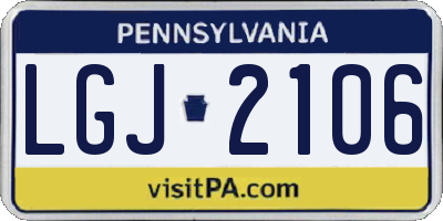 PA license plate LGJ2106
