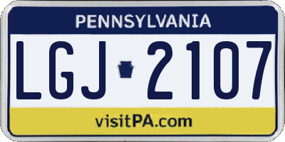 PA license plate LGJ2107