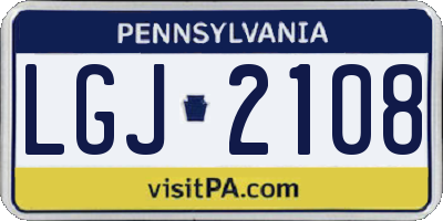 PA license plate LGJ2108