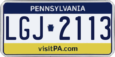 PA license plate LGJ2113