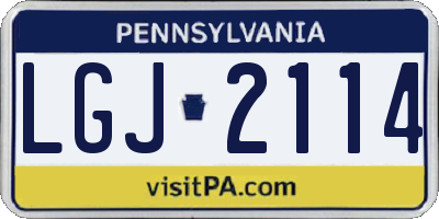 PA license plate LGJ2114
