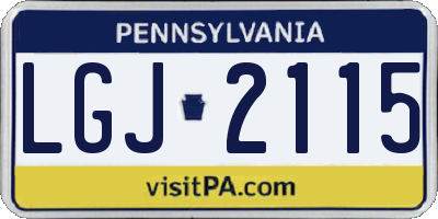 PA license plate LGJ2115