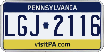 PA license plate LGJ2116