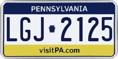 PA license plate LGJ2125