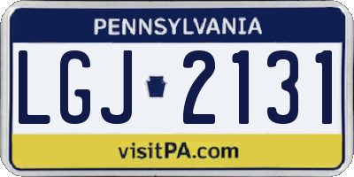 PA license plate LGJ2131