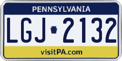 PA license plate LGJ2132