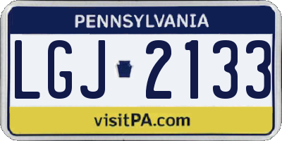 PA license plate LGJ2133
