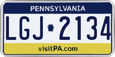 PA license plate LGJ2134