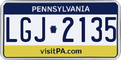 PA license plate LGJ2135