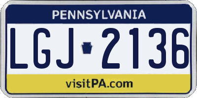 PA license plate LGJ2136