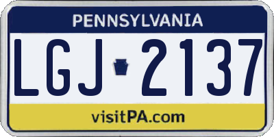 PA license plate LGJ2137