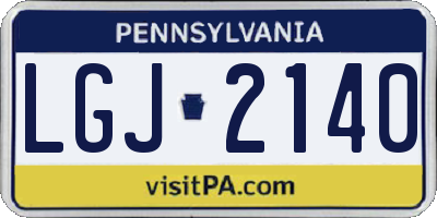 PA license plate LGJ2140