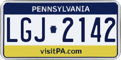 PA license plate LGJ2142