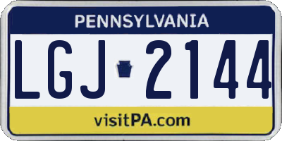 PA license plate LGJ2144