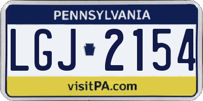 PA license plate LGJ2154