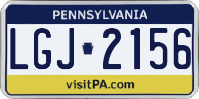 PA license plate LGJ2156
